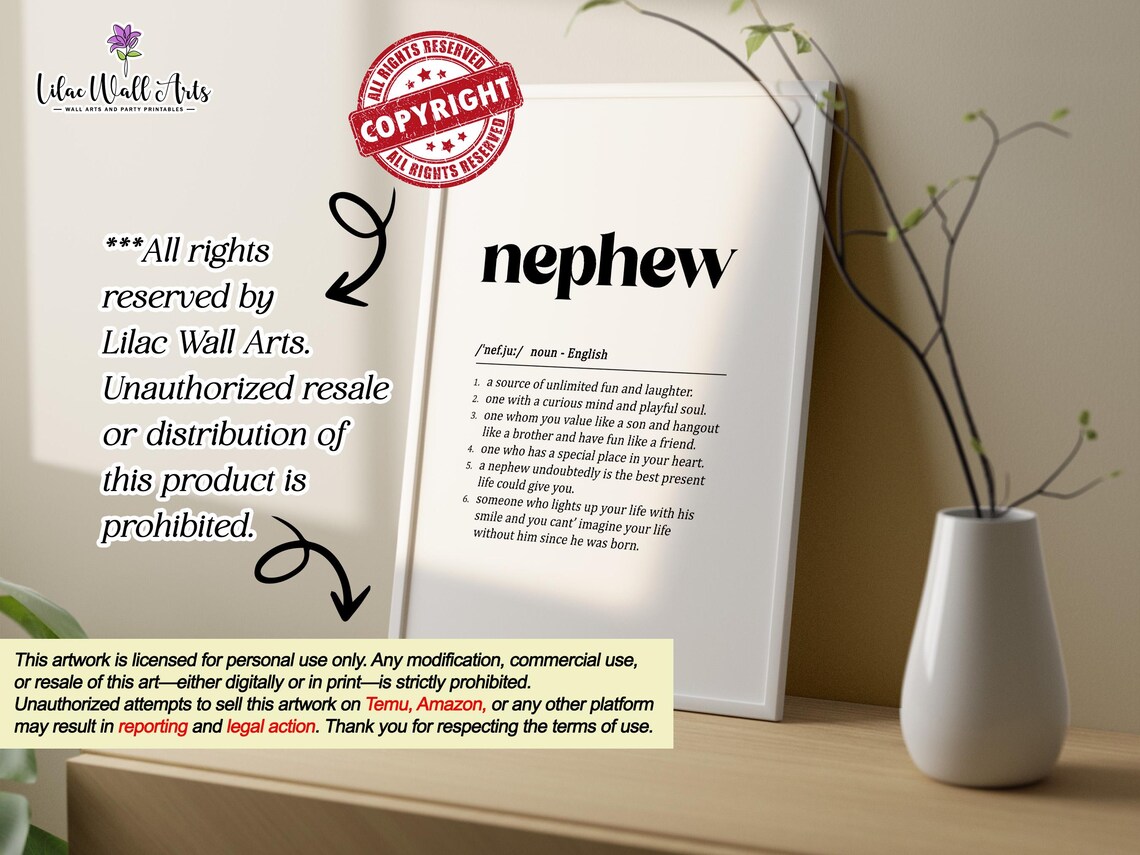 Nephew Definition Art Print, Funny Family Gift - Image 5