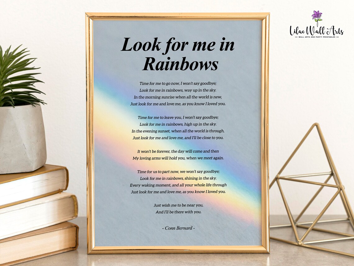 Look For Me In Rainbows Memorial Poem Art Print - Image 4