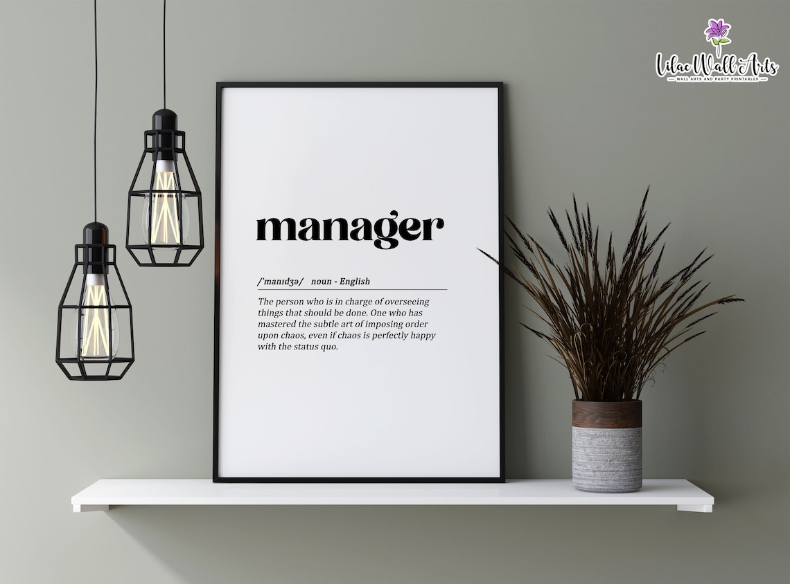 Manager Definition Art Print, Office Desk Decor
