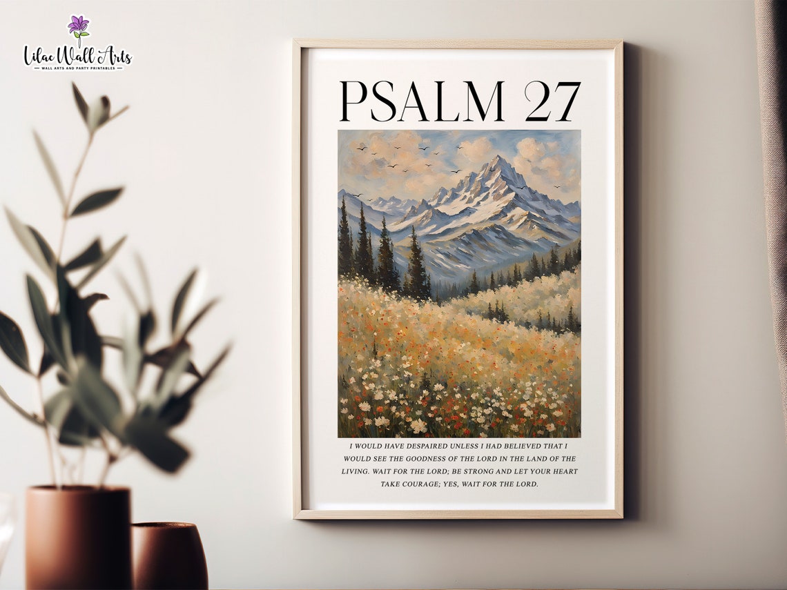 Psalm 27 Mountain Wildflower Meadow Christian Landscape Poster - Image 5