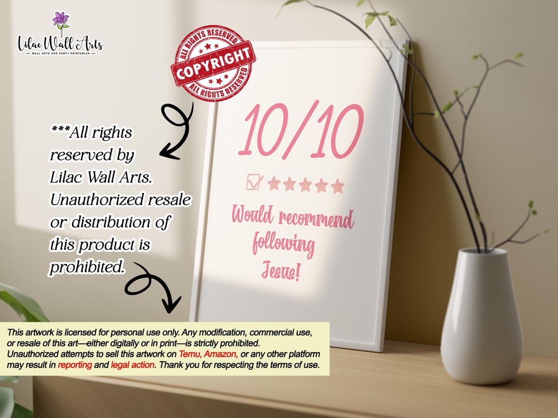 10/10 Would Recommend Following Jesus Pink Faith Gift Poster - Image 2