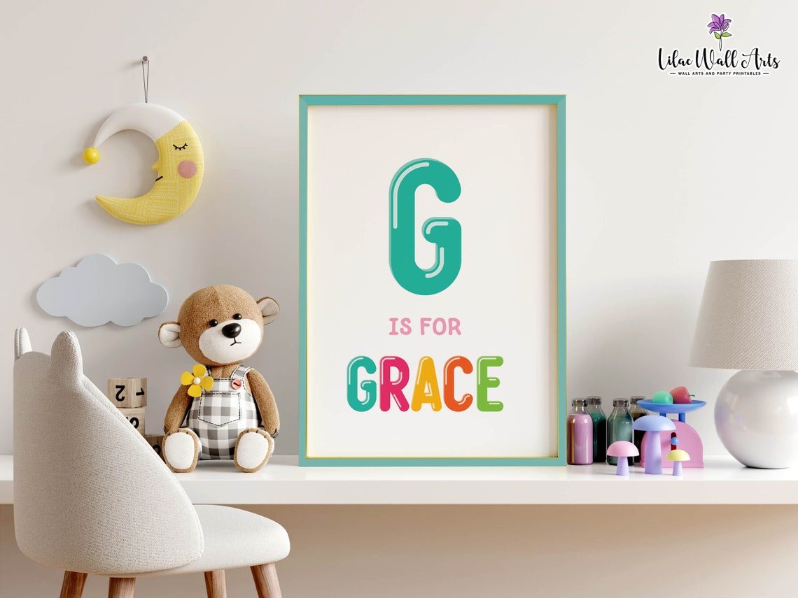 S Is For Sophia Personalized Name Initial Kids Room Art Poster - Image 4