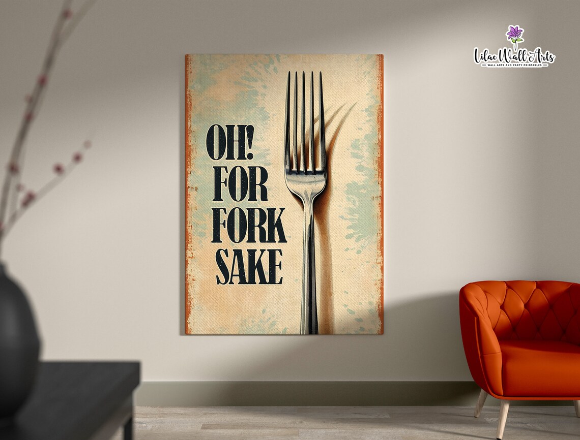 For Fork Sake Print Fork Art Caf Poster Kitchen Print Fun Kitchen Art Gifts For Chef Art Print Cute Apartment Dcor Cool Kitchen Dcor - Image 2