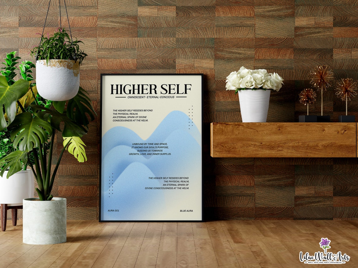 Higher Self Blue Aura Poster Spiritual Consciousness Quote Art - Image 2
