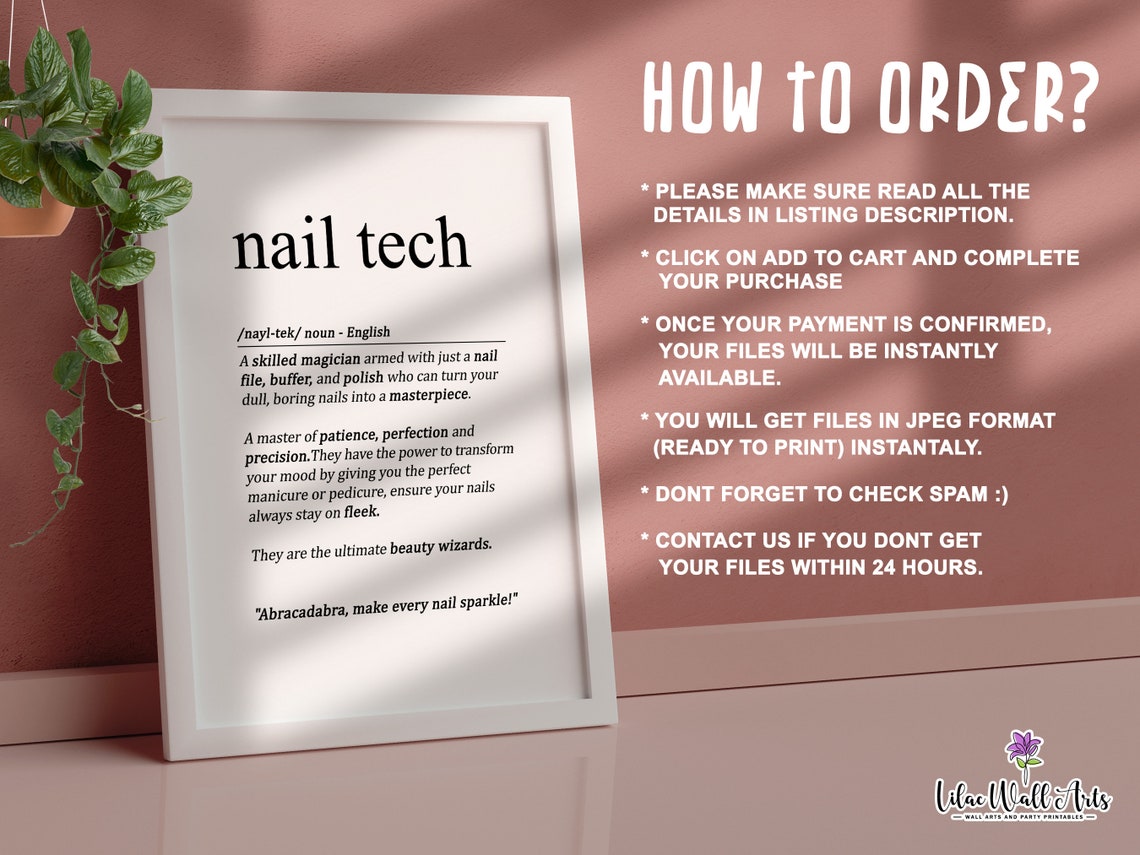 Nail Tech Definition Dictionary Style Salon Gift Appreciation Poster - Image 4