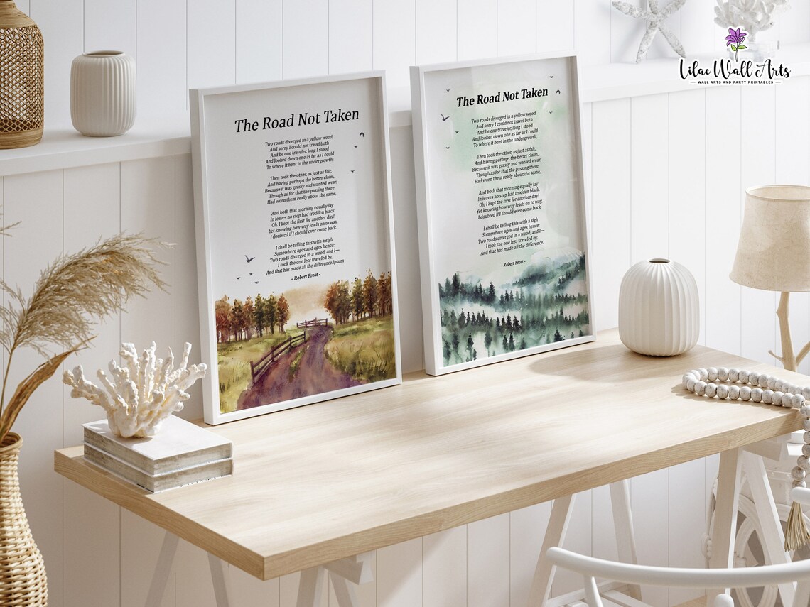 The Road Not Taken Robert Frost Poetry Art Print - Image 2