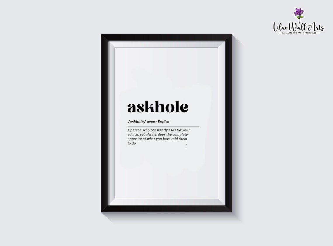 Askhole Funny Dictionary Definition Print for Office Coworker - Image 3