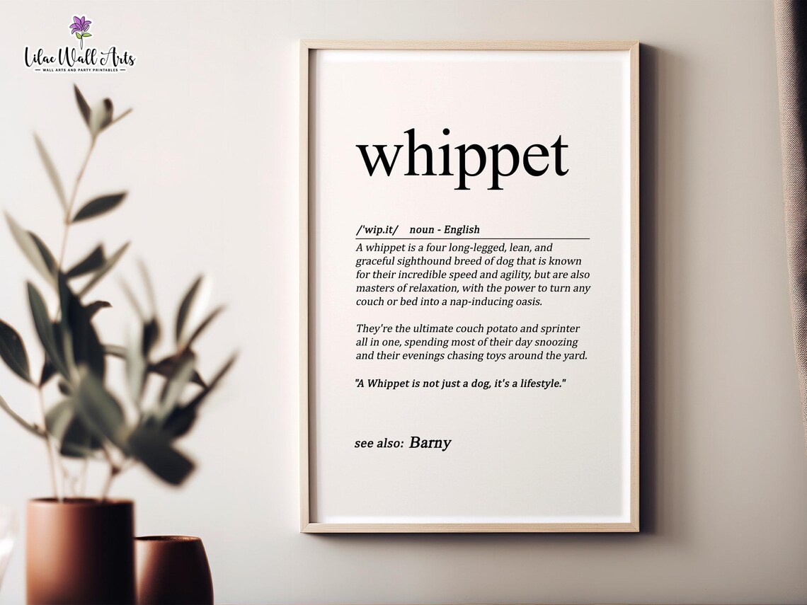 Whippet Dog Definition Art Print, Minimalist Portrait - Image 5