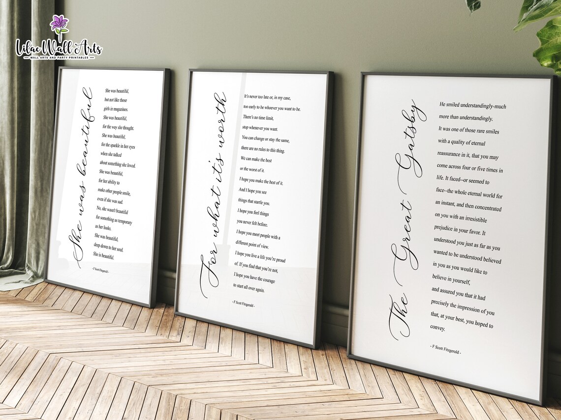 F. Scott Fitzgerald Quotes, Great Gatsby Art Print - Image 7