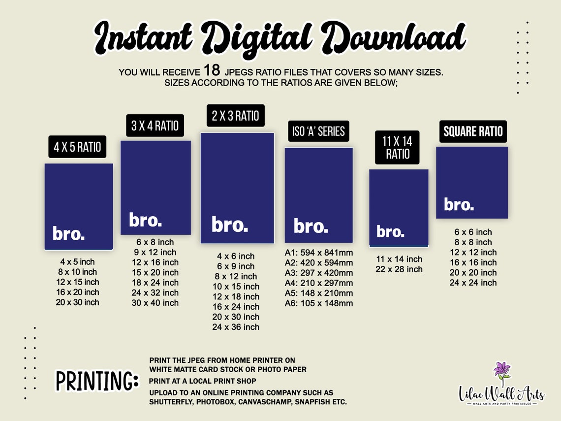 Bro Dude Bruh Navy Cream Blue Trio Minimalist Typography Poster - Image 3