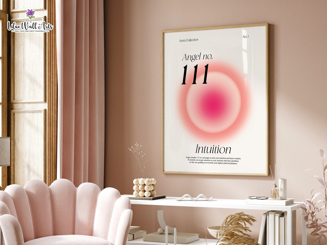 Angel Number 111 Intuition Pink Aura Inner Wisdom Spiritual Poster - Image 3