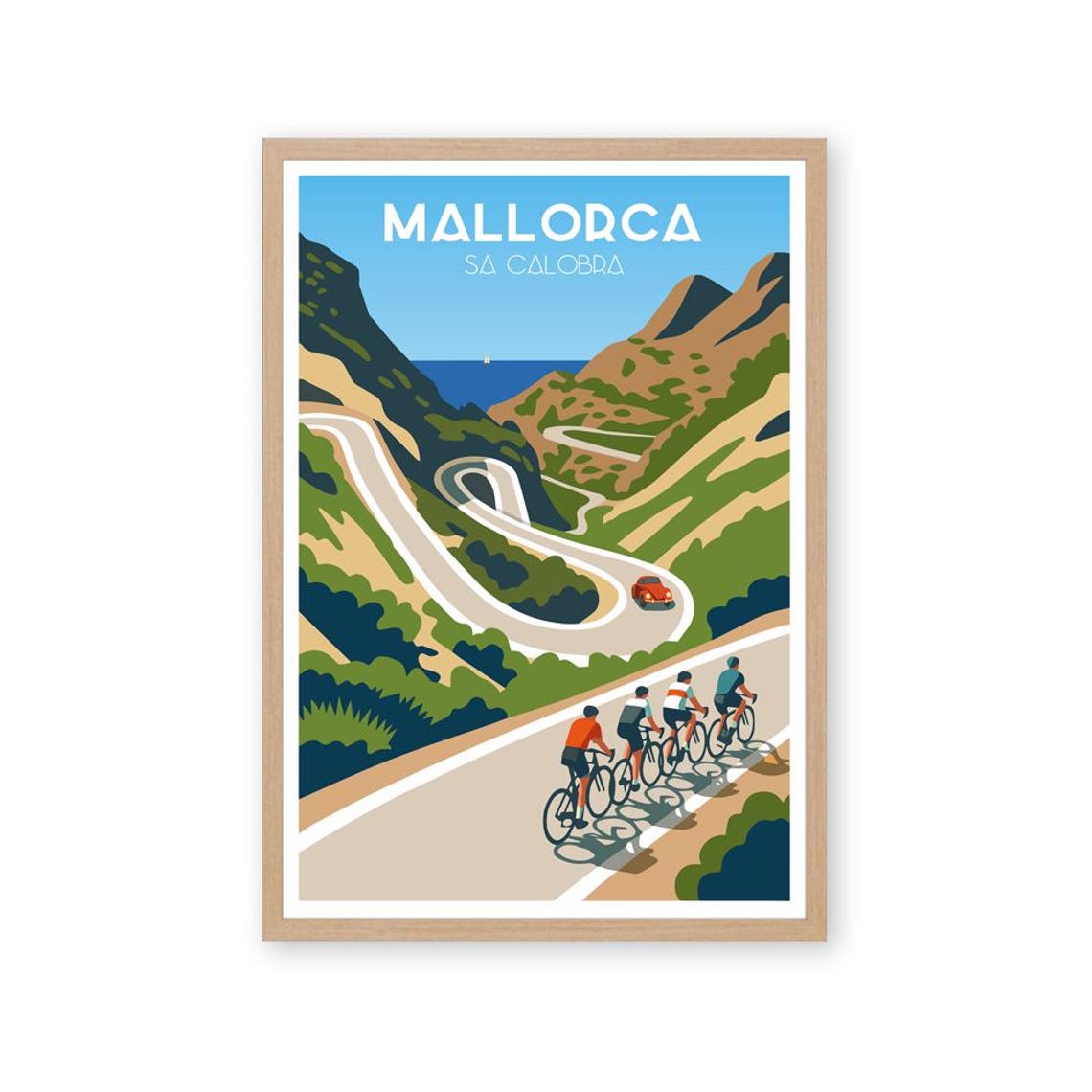 Mallorca Sa Calobra Cycling Hairpin Road Vintage Sports Poster
