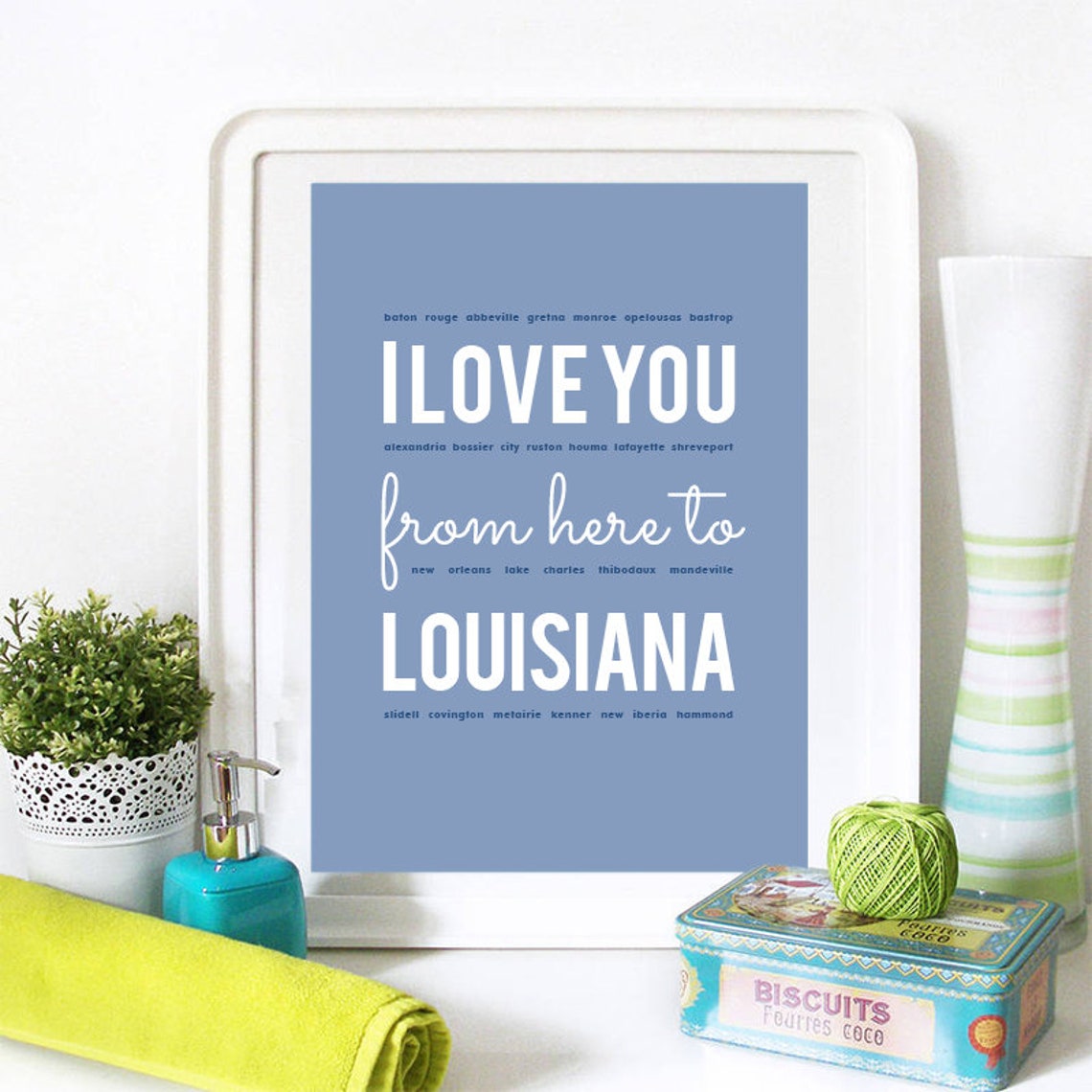 I Love You From Here To Louisiana Louisiana Print Louisiana Skyline Louisiana Art Louisiana Poster Louisiana Watercolor Louisiana - Image 2
