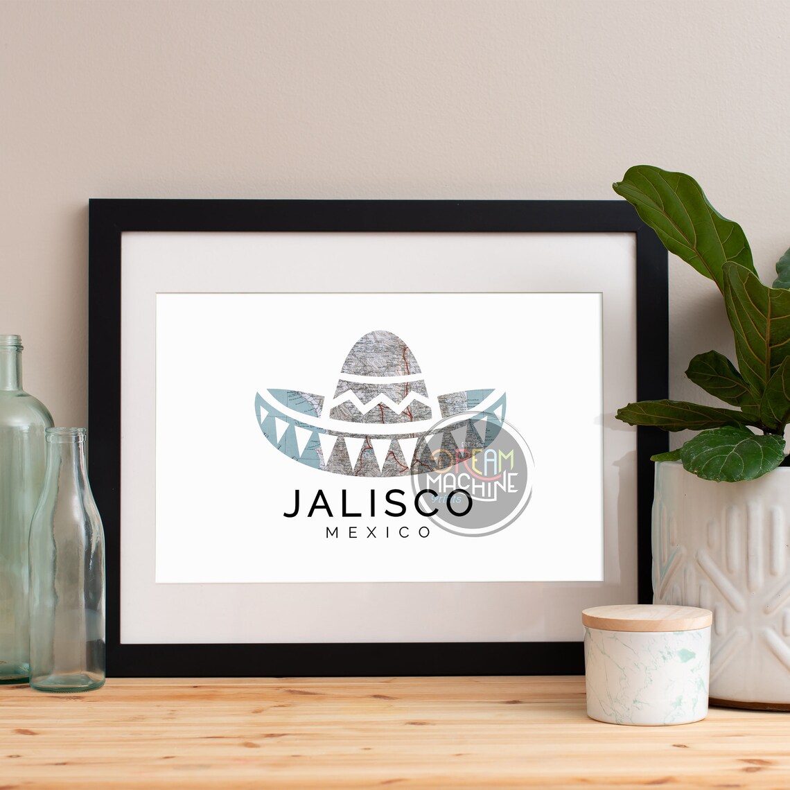 Jalisco Skyline Watercolor Art Print, Mexico