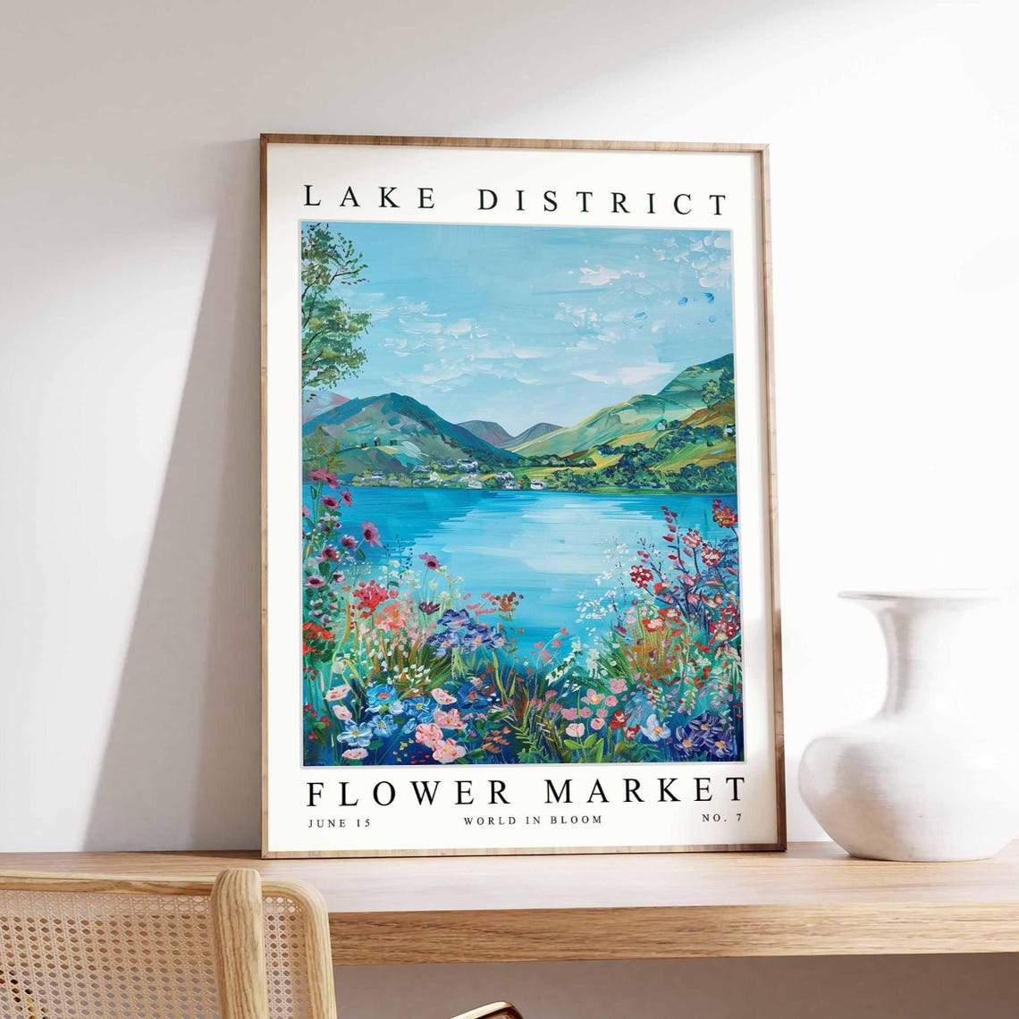 Lake District Flower Market England Wildflower Lakeside Poster