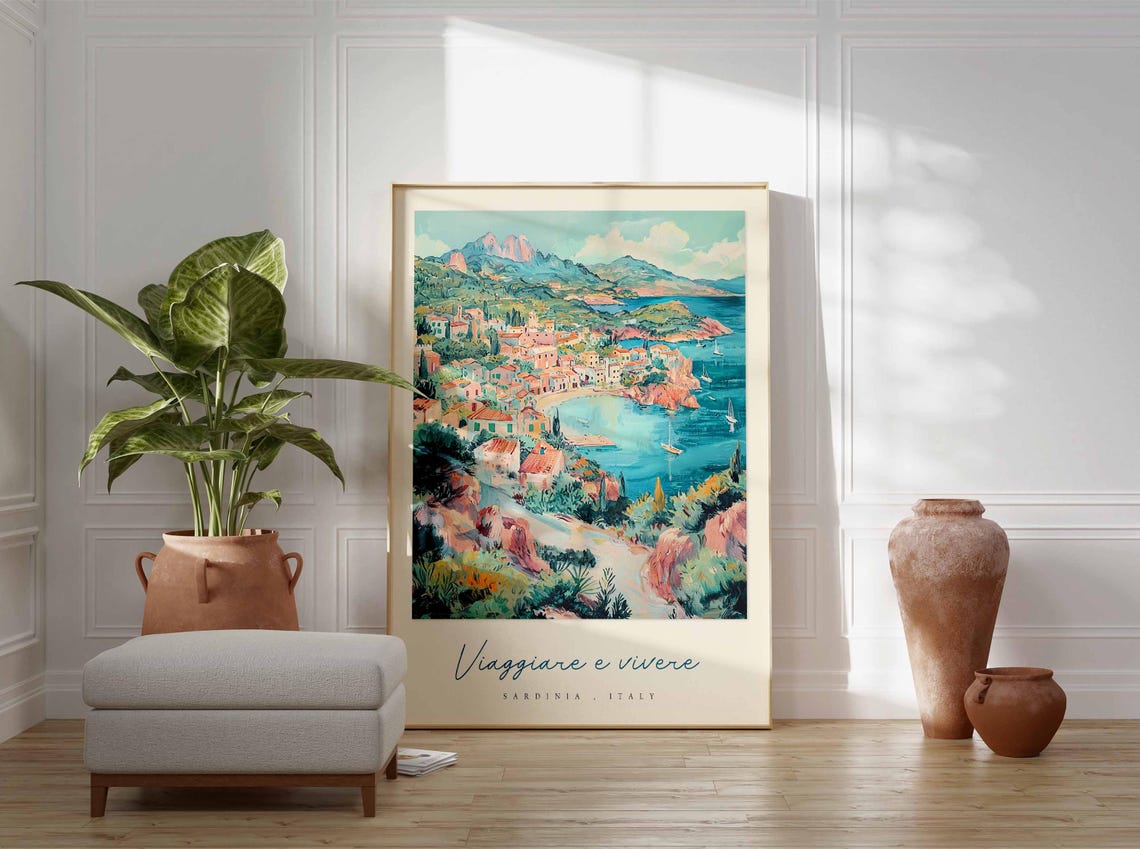 Sardinia Poster Italian Travel Print Sardinia Travel Art Sardinia Wall Art Italy Art Italy Travel Decor Italian Travel Gift - Image 3
