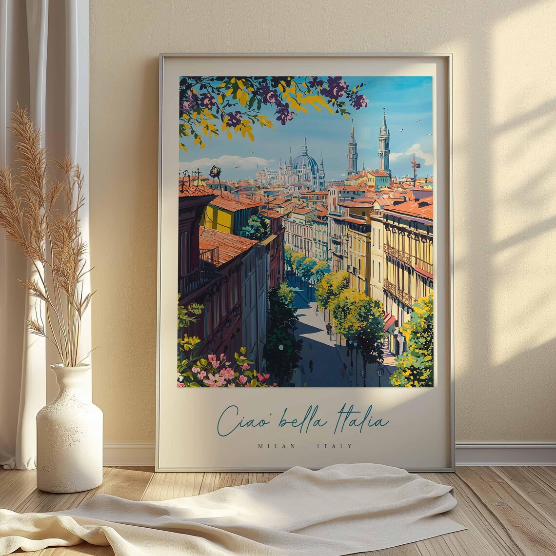 Milan Jacaranda Street Duomo View Spring Italy Travel Poster - Image 2