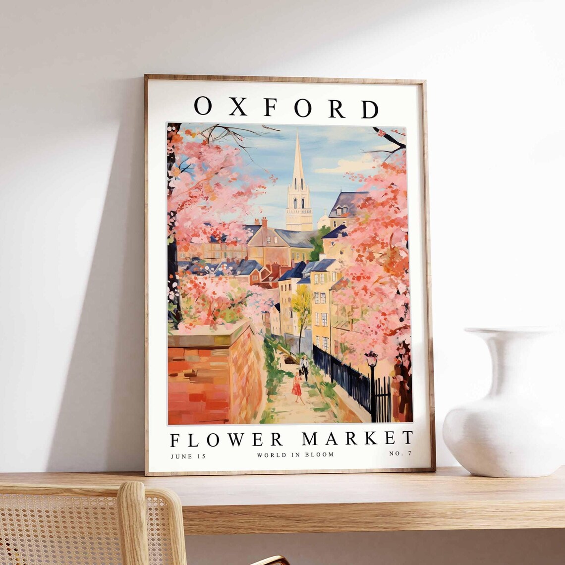 Oxford Flower Market Blossom Street Spire Spring Stroll Poster