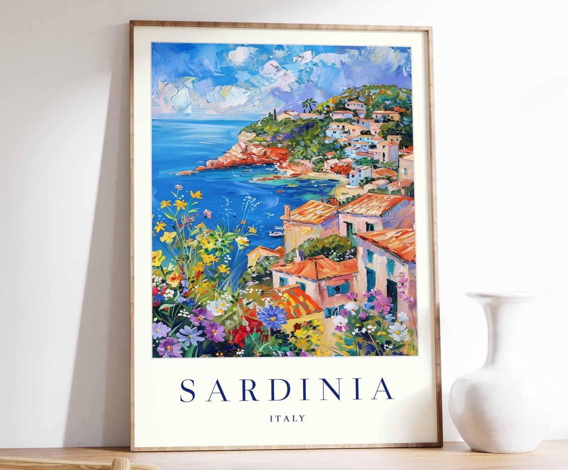 Sardinia Italy Mediterranean Coast Impressionist Travel Poster