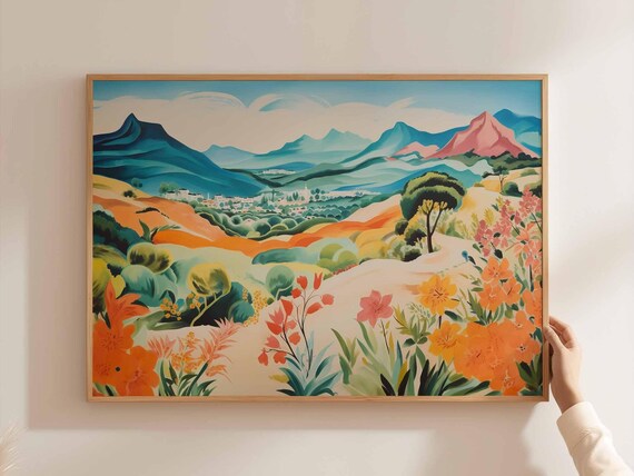 Chile Painted Mountain Valley Wildflowers Andes Travel Art Poster