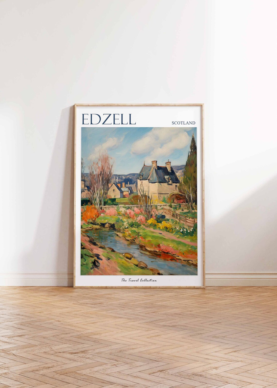 Edzell Scotland Village Stream With Cottage Garden Travel Poster - Image 2