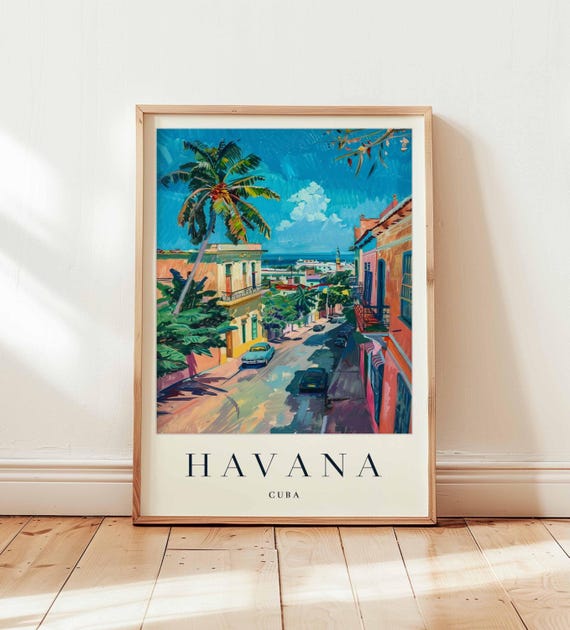 Havana Travel Poster Vintage Classic Car Caribbean Wall Art