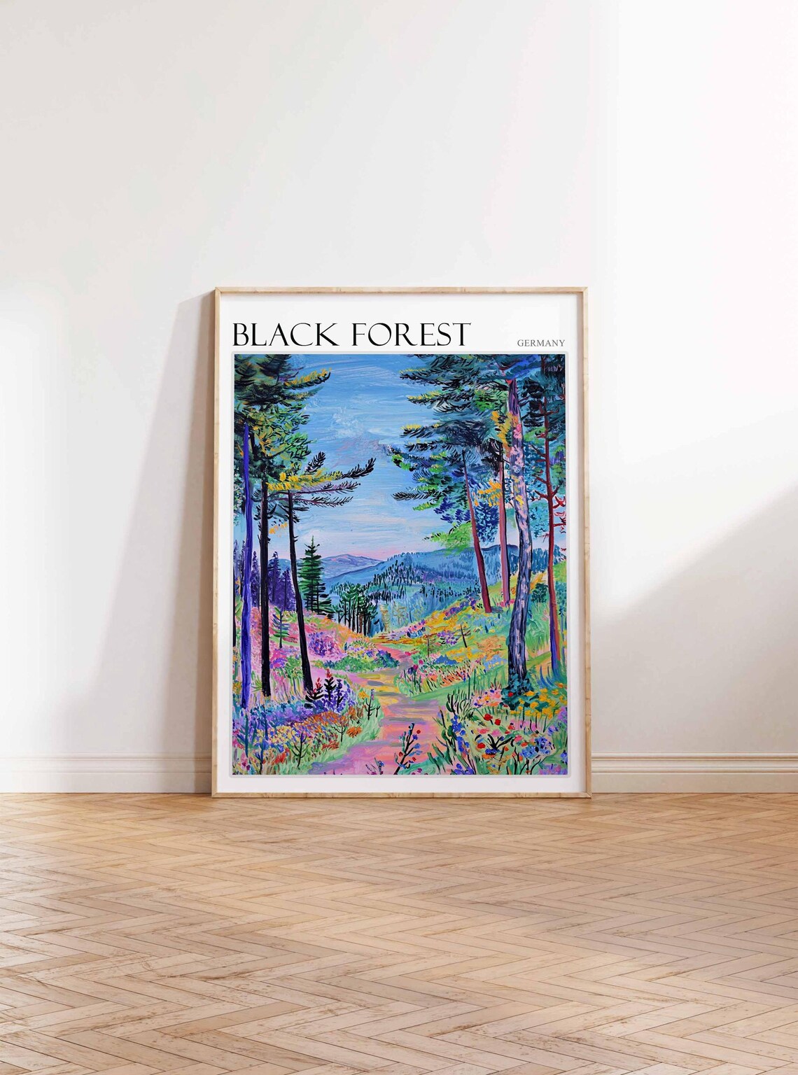 Black Forest Germany Pine Trail With Colorful Wildflowers Poster - Image 3