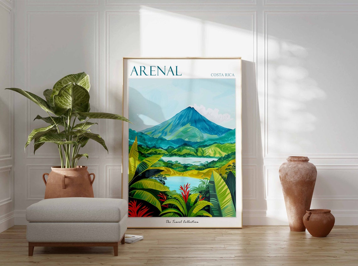 Arenal Poster Costa Rica Travel Print Costa Rican Decor North America Travel Poster Landscape Print Arenal Gift Arenal Travel Poster - Image 3