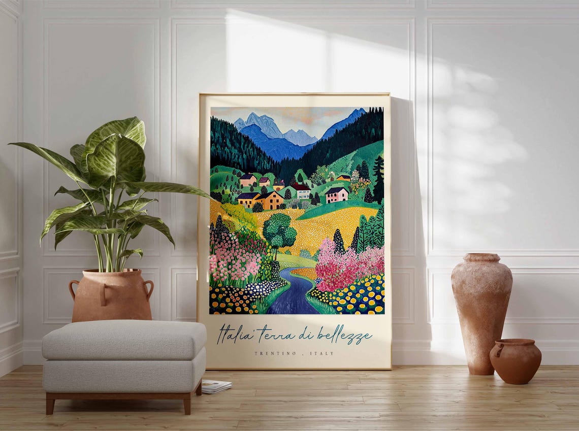 Trentino Poster Italian Travel Print Trentino Travel Art Trentino Wall Art Italy Art Italy Travel Decor Italian Travel Gift - Image 3