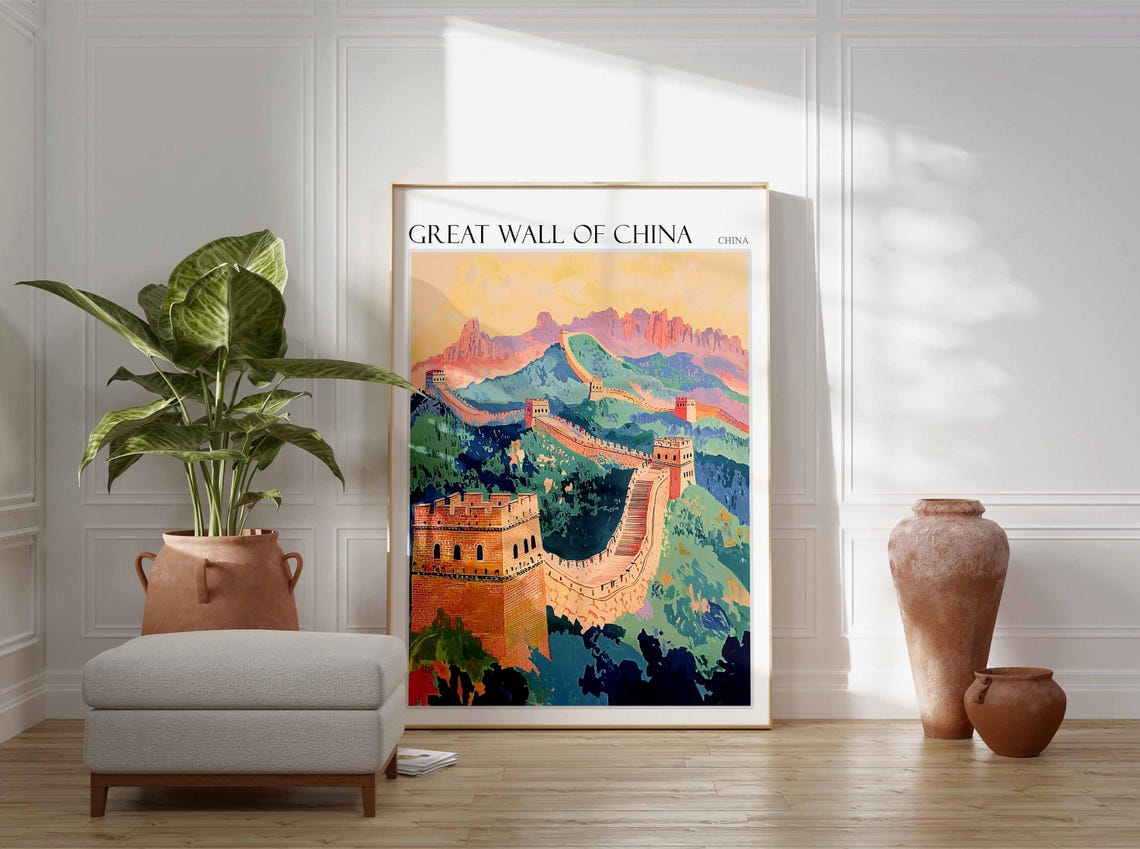 Great Wall Of China Poster Great Wall Of China Travel Print Chinese Decor Asia Travel Poster Asian Wall Art Botanical Decor China Gift - Image 2