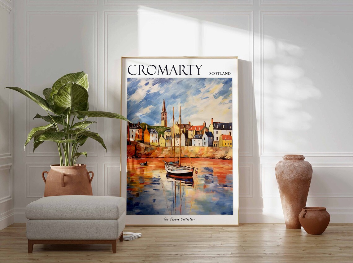 Cromarty Scotland Harbor Sailboats Church Spire Travel Poster - Image 3