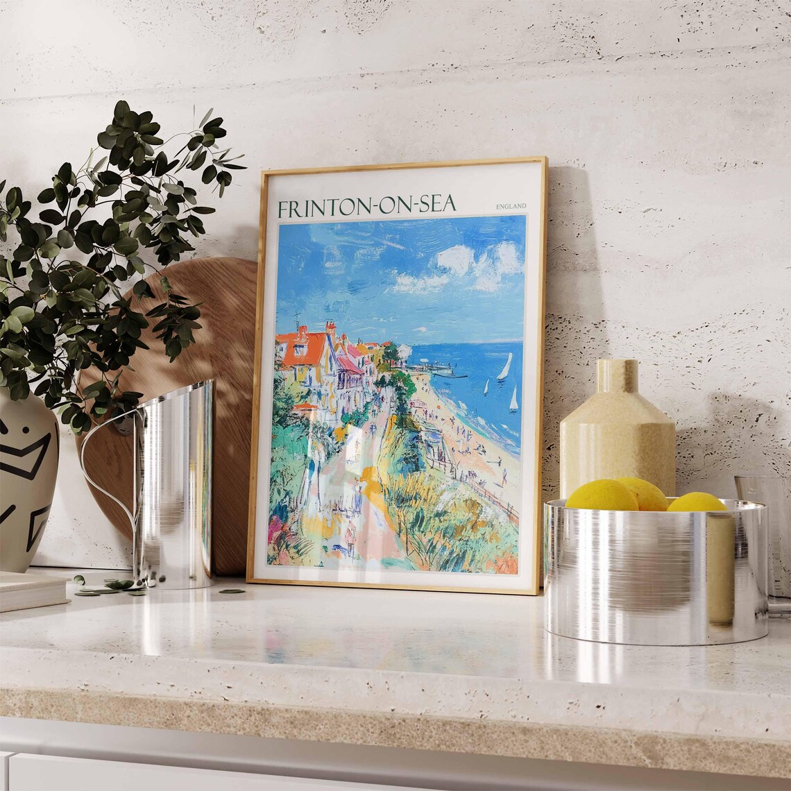 Frinton On Sea Impressionist Beach Path Sailboats Colorful Coast Travel Poster - Image 2