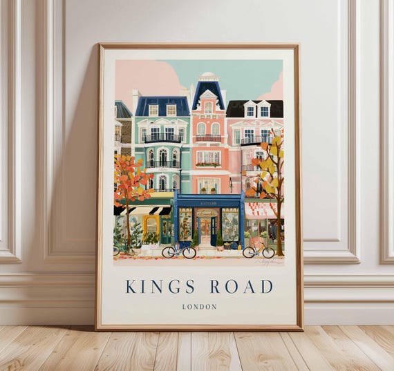 Kings Road London Travel Poster Vintagestyle Uk City Art