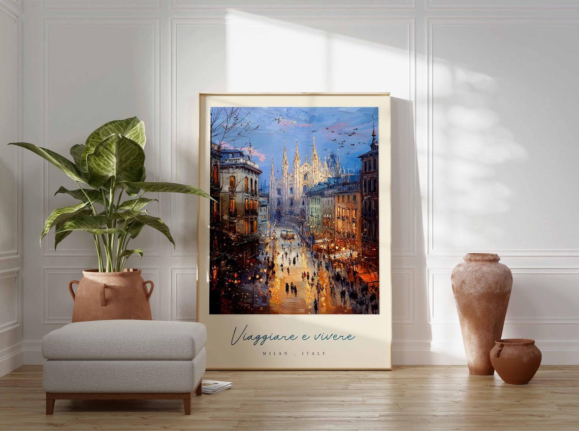 Milan Poster Italian Travel Print Milan Travel Art Milan Wall Art Italy Art Italy Travel Decor Italian Travel Gift - Image 3