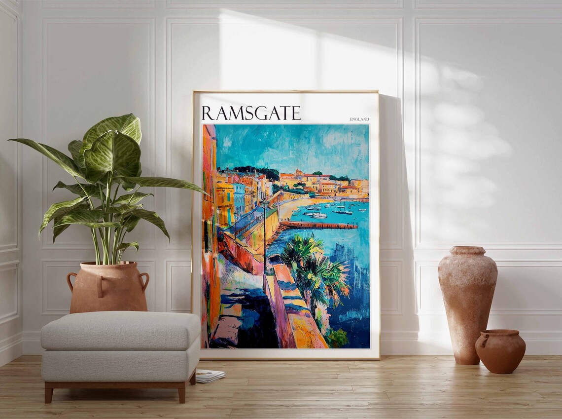 Ramsgate England Colorful Seaside Town Beach Boats Art Poster - Image 4