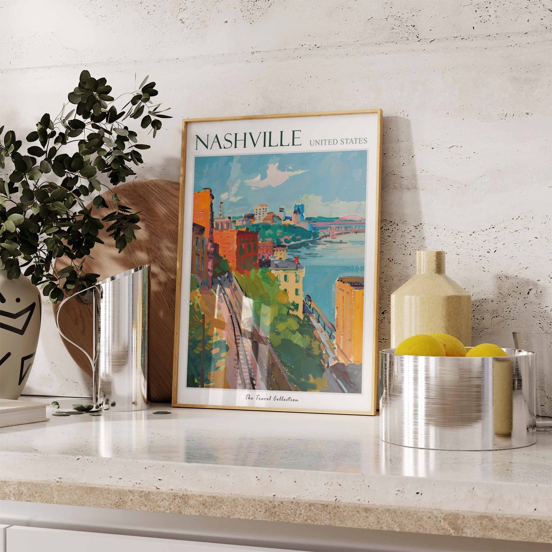 Nashville Travel Poster Nashville Travel Print Tennessee Poster Usa Wall Art Botanical Art Nashville Travel Poster Nashville Gift - Image 2