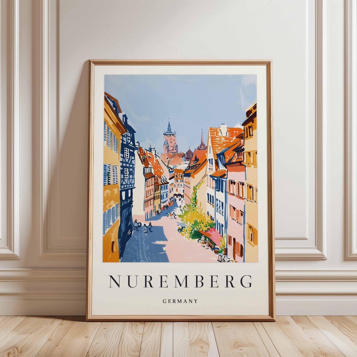 Nuremberg Germany Colorful Old Town Street Half Timbered Houses Poster - Image 3