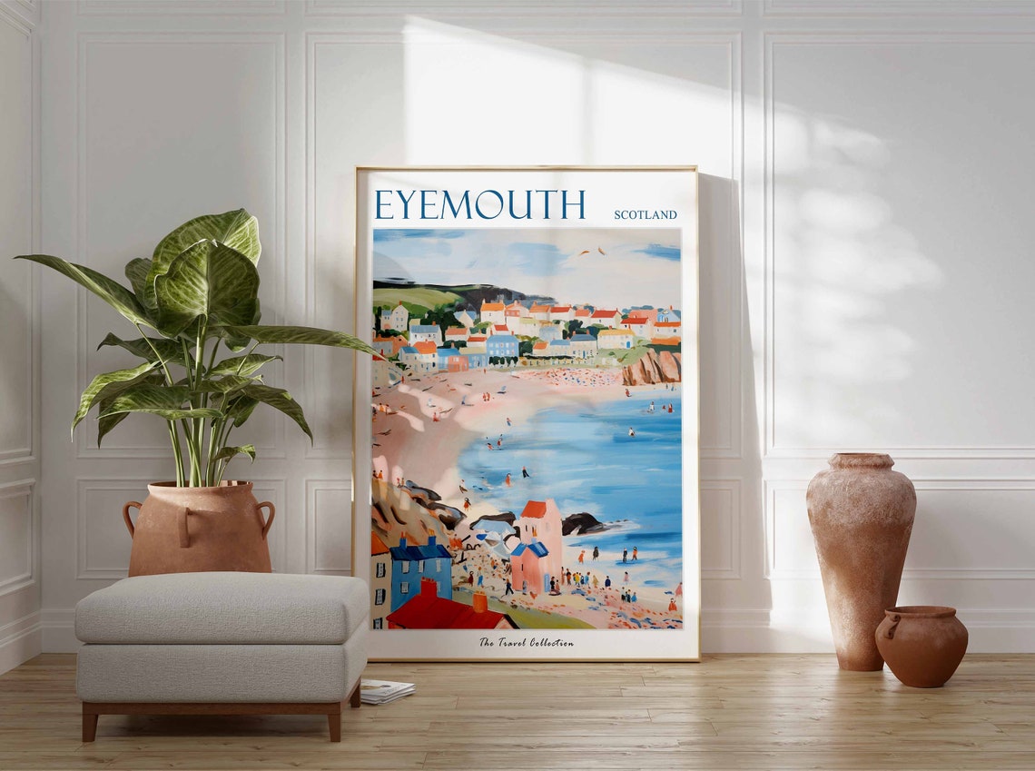 Eyemouth Scottish Beach Town Pastel Houses Seaside Scotland Poster - Image 3