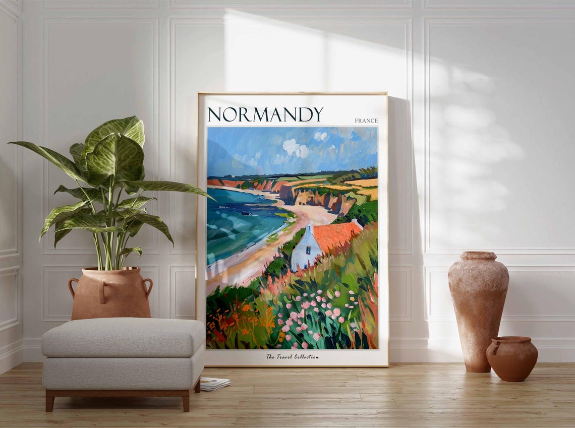 Normandy Poster France Travel Print French Decor Europe Travel Poster European Wall Art Normandy Gift Normandy Travel Poster - Image 3