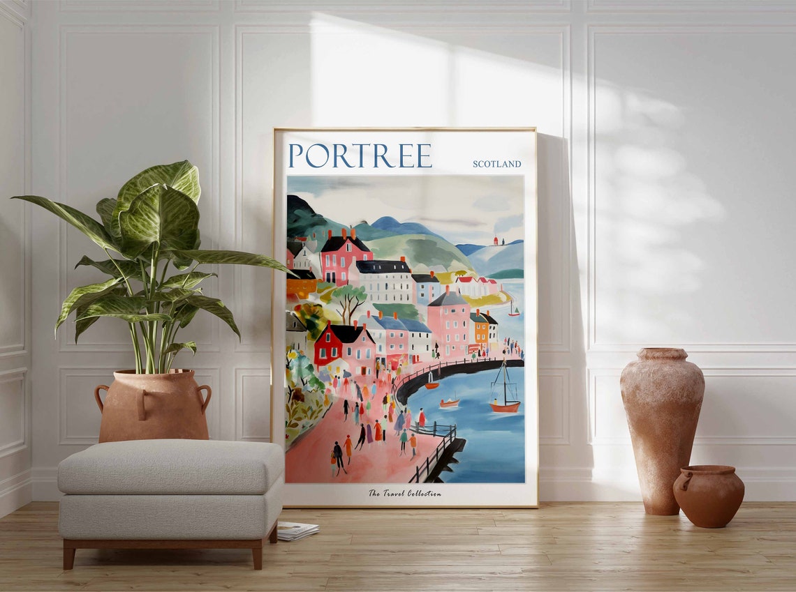 Portree Poster Portree Travel Print Scotland Travel Poster Scottish Decor Tropical Decor Sea Print Portree Gift Portree Travel Poster - Image 3