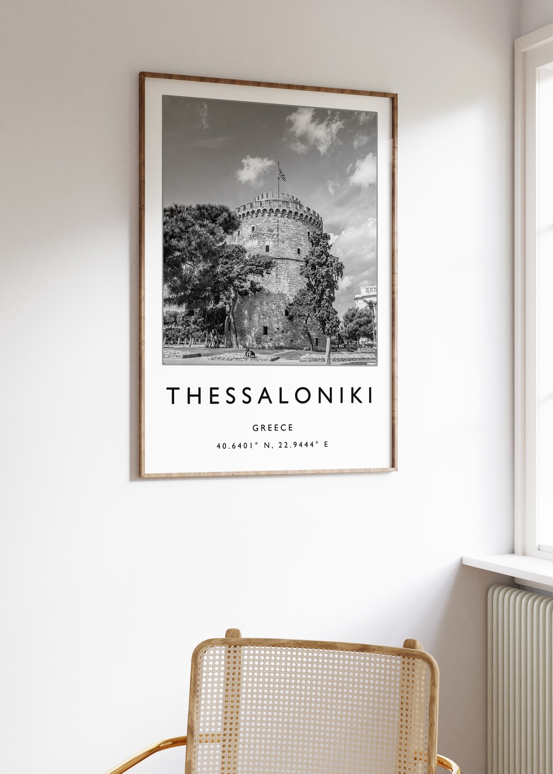 Thessaloniki Greece White Tower Black And White Travel Poster - Image 3