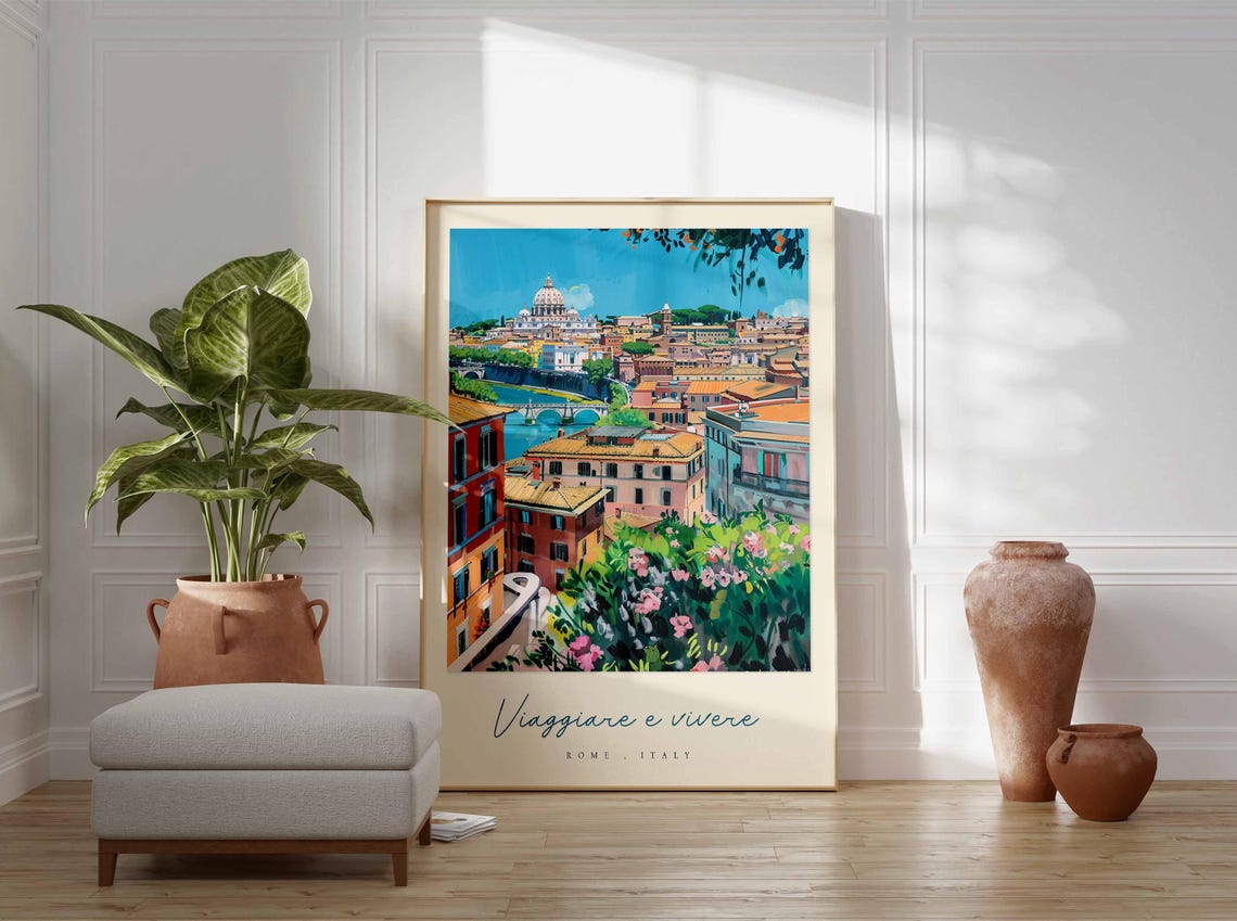 Rome Poster Italian Travel Print Rome Travel Art Rome Wall Art Italy Art Italy Travel Decor Italian Travel Gift - Image 3
