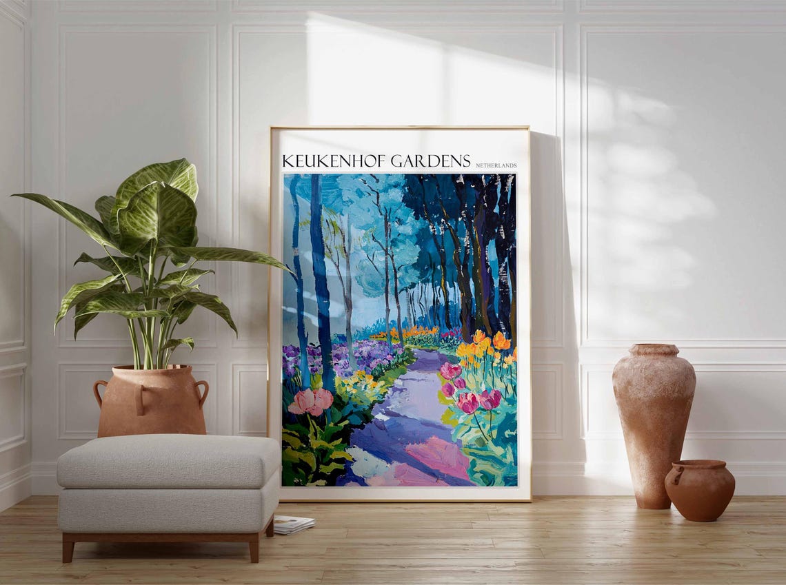 Keukenhof Gardens Poster Keukenhof Gardens Travel Print Netherlands Travel Poster Botanical Decor European Travel Print - Image 2