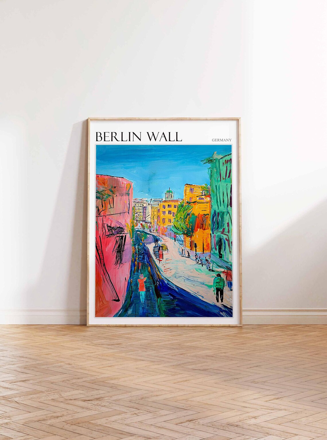 Berlin Wall Germany Colorful Street Buildings Scene Art Poster - Image 3