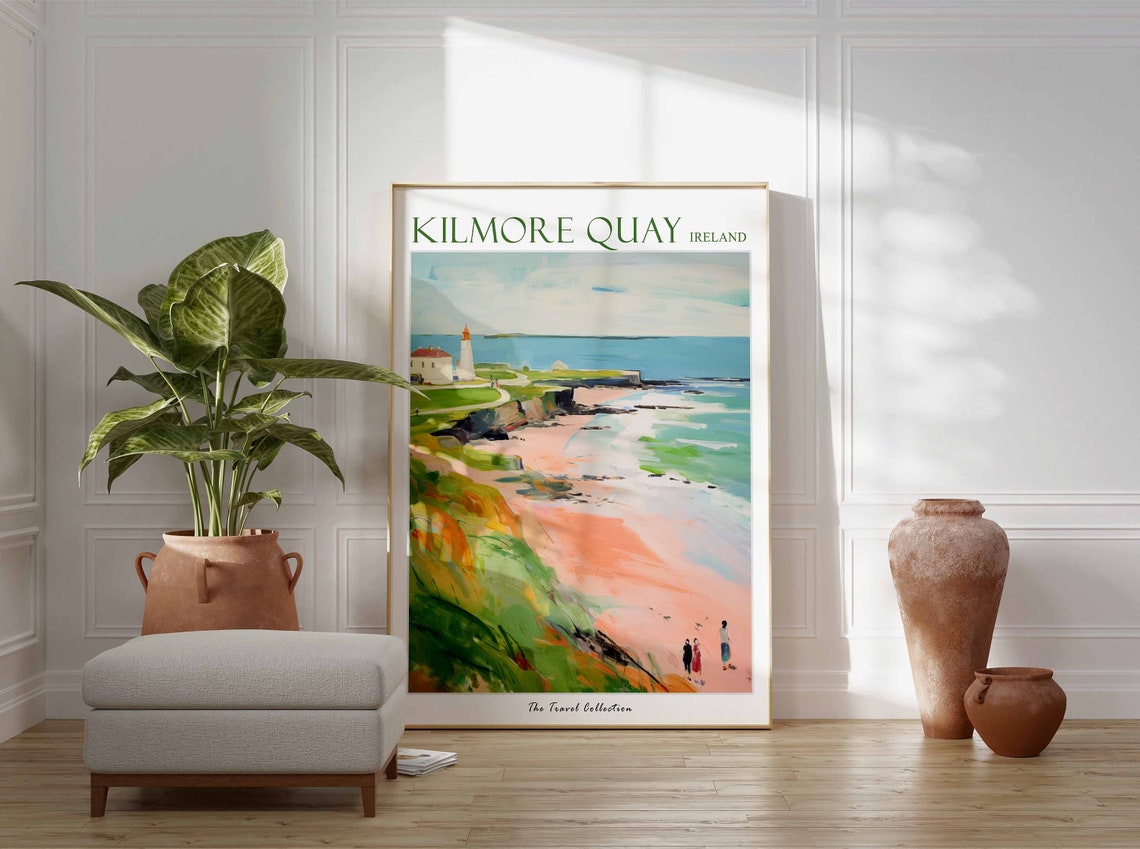 Kilmore Quay Ireland Lighthouse Rocks Sandy Beach Travel Poster - Image 3