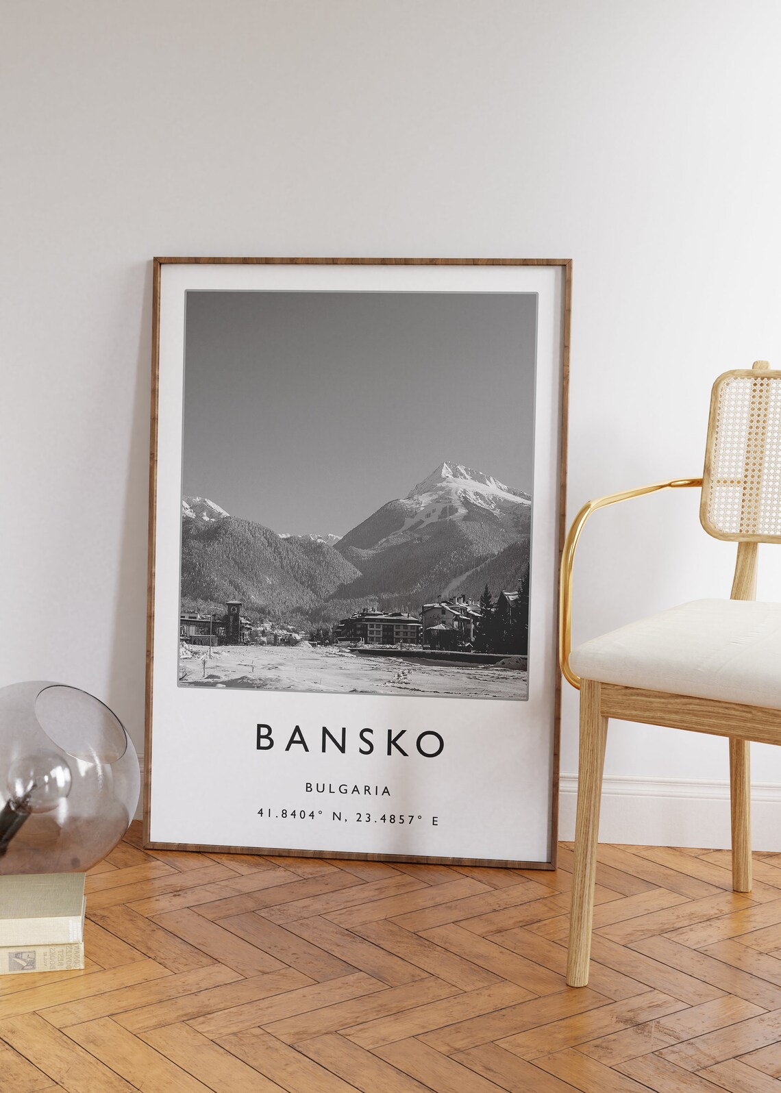 Bansko Bulgaria Ski Resort Mountain Black White Photo Travel Poster - Image 3