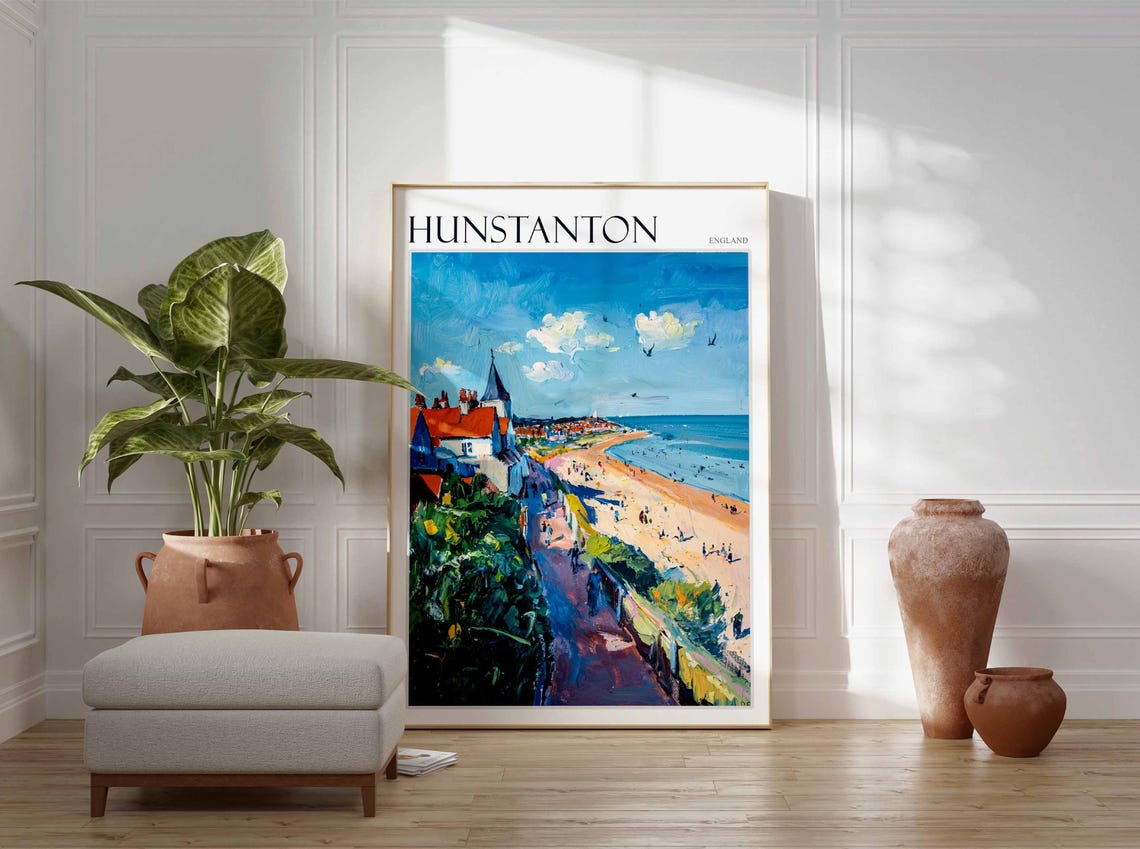 Hunstanton England Broad Sandy Beach Spire Town Skyline Poster - Image 3