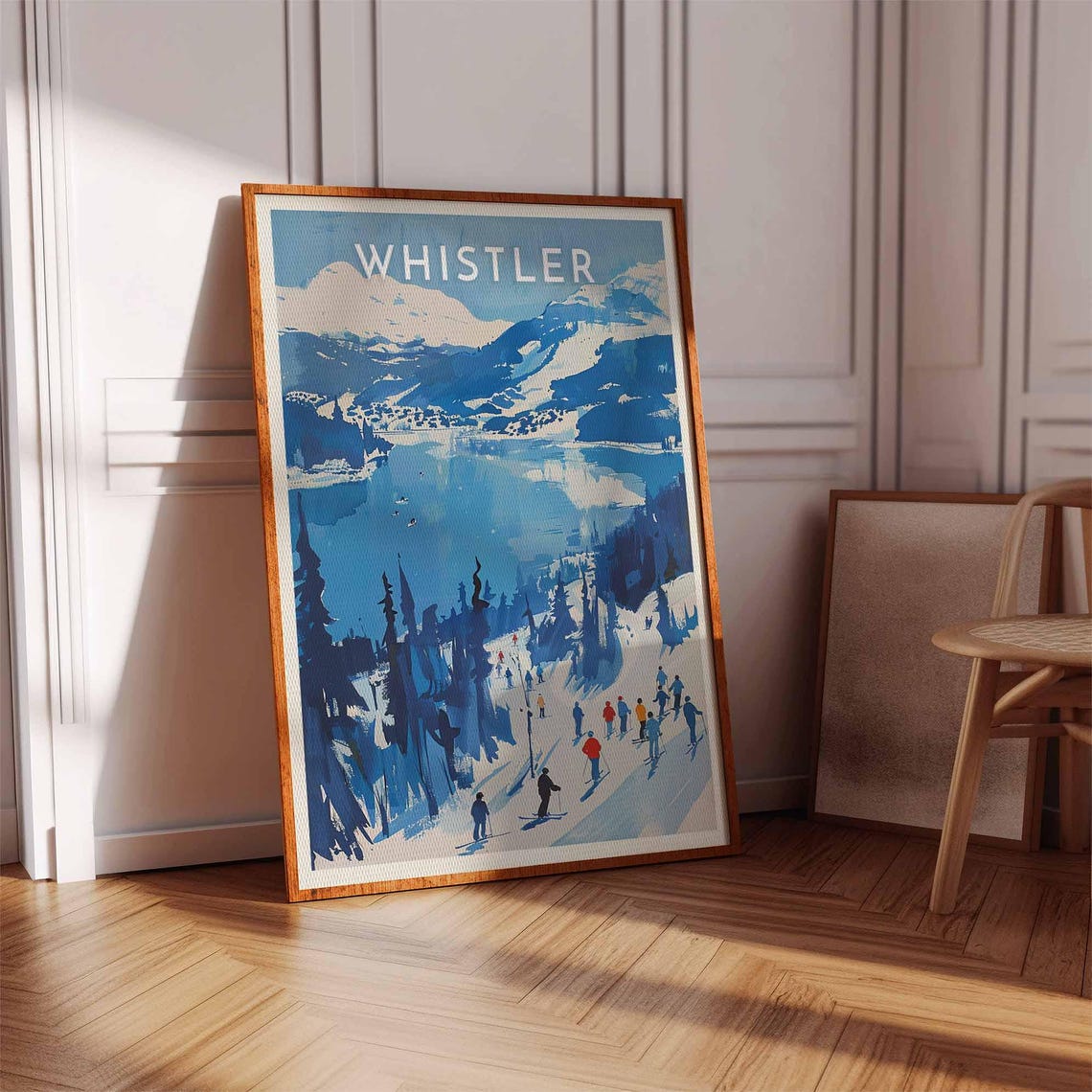 Whistler Canada Blue Retro Ski Scene Lake Vintage Travel Poster - Image 3
