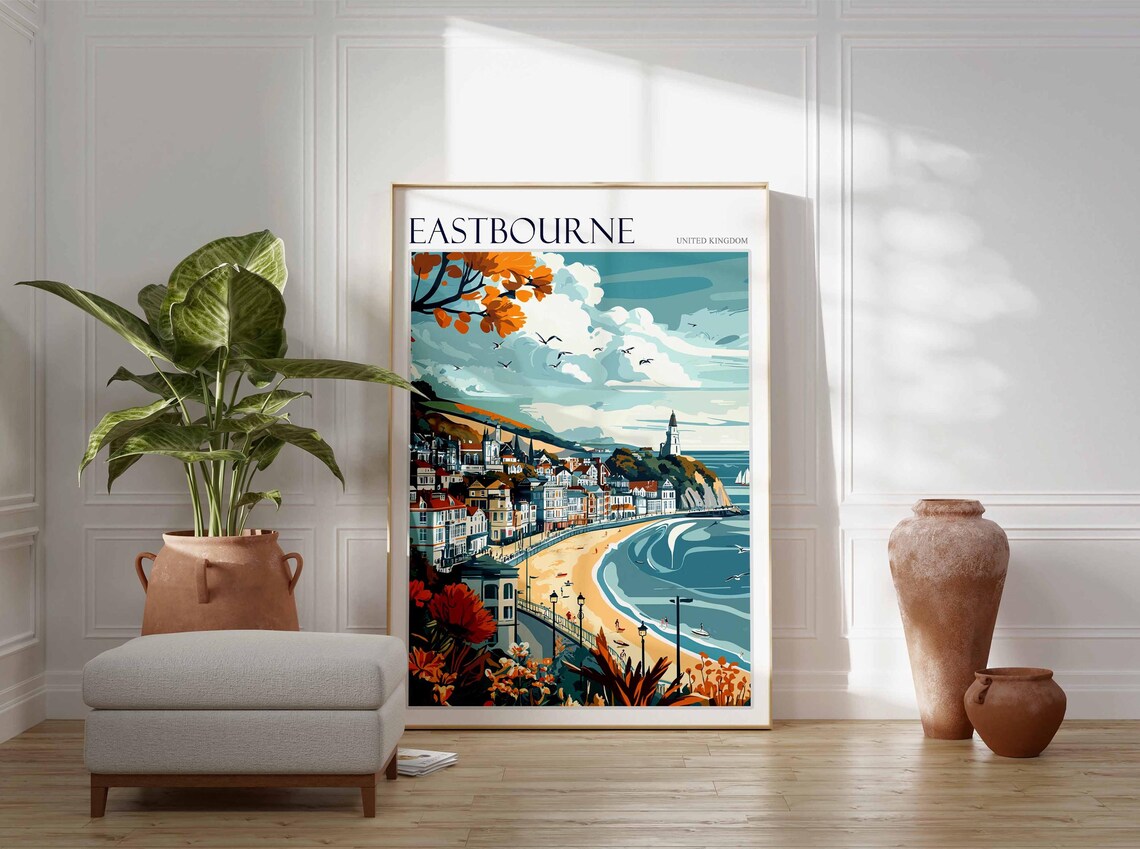 Eastbourne United Kingdom Seaside Beach Promenade Travel Poster - Image 3