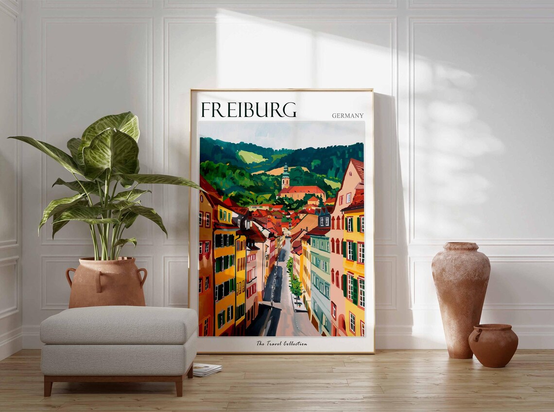 Freiburg Germany Historic Old Town Street Painting Travel Poster - Image 2